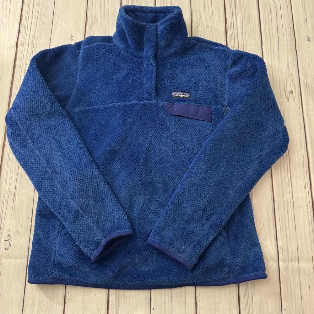 Patagonia Womens Blue Re-Tool Snap-T Fleece Pullover Deep Pile Size Small Medium